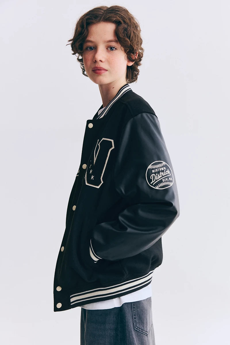 Appliquéd Baseball Jacket