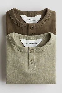 Lot de 2 hauts en coton à encolure boutonnée