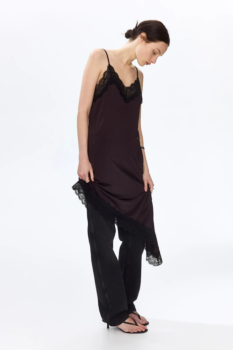 Lace-Trimmed Slip Dress