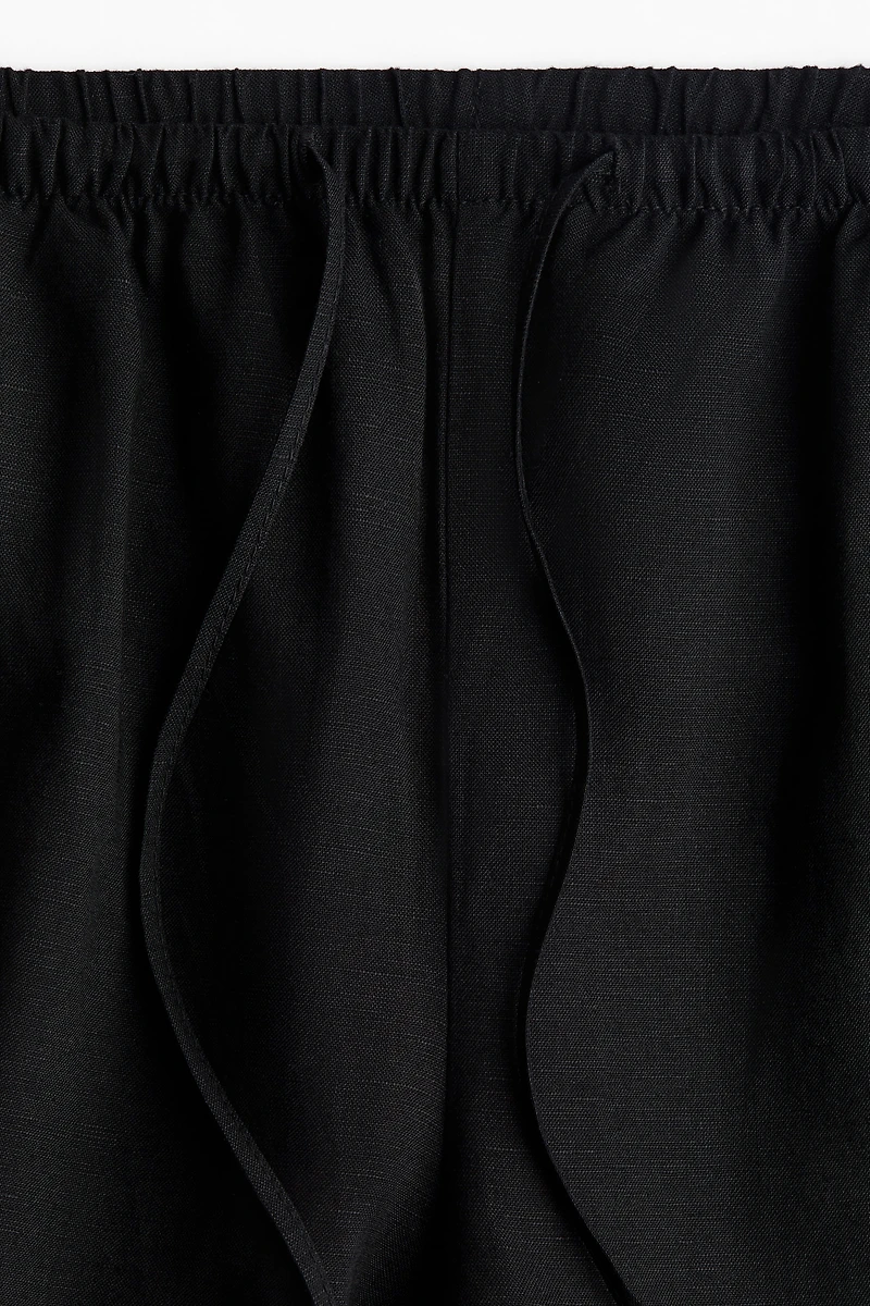 Straight linen-blend trousers