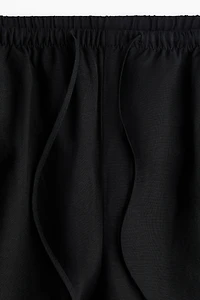 Straight linen-blend trousers