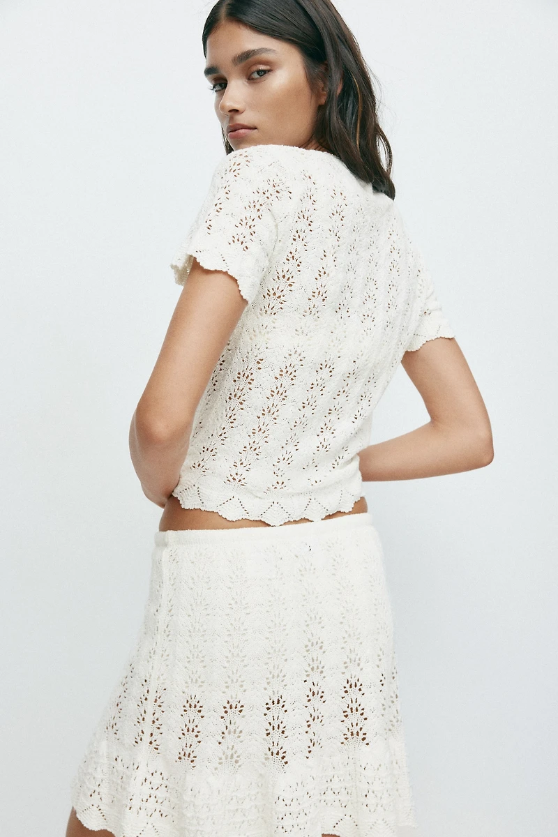 Haut en tricot pointelle