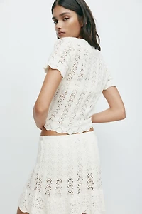 Haut en tricot pointelle