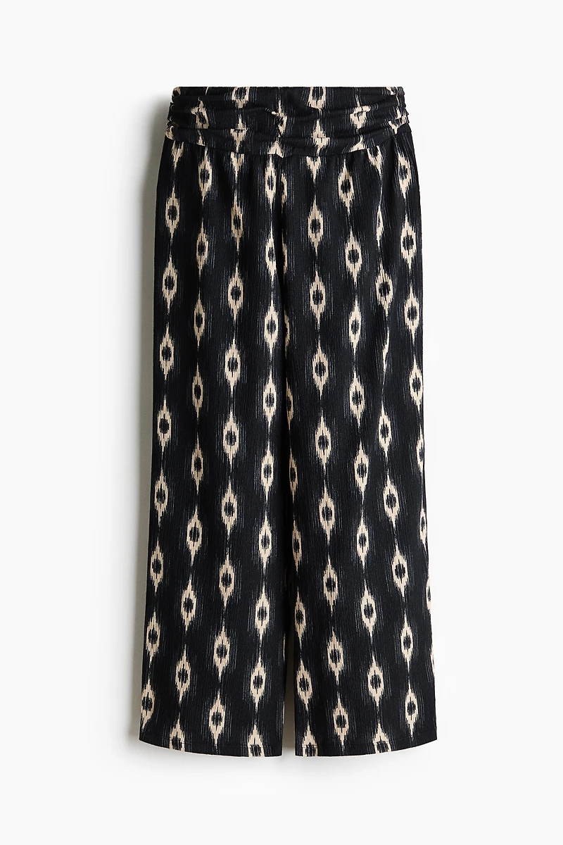 Wide-Leg Gathered-Waist Pants