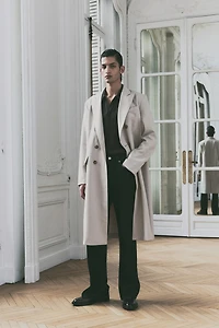 Manteau croisé coupe décontractée en sergé