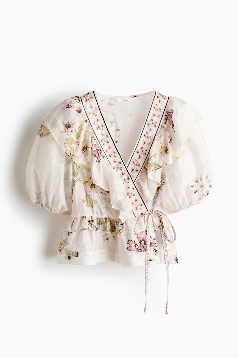 Linen-Blend Peplum Top