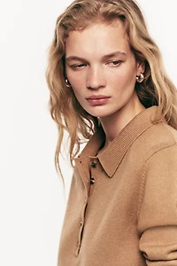 Shoulder-Pad Polo Sweater