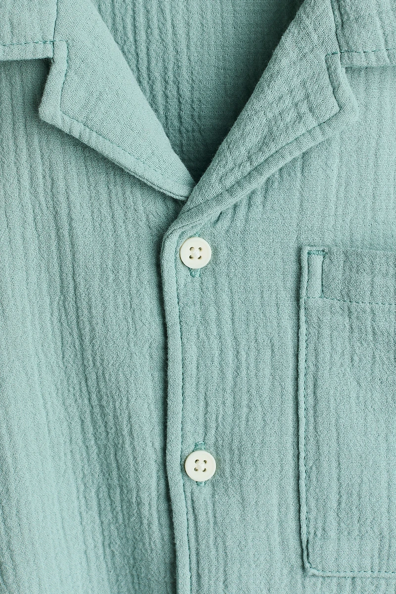 Chemise en mousseline à col cubain