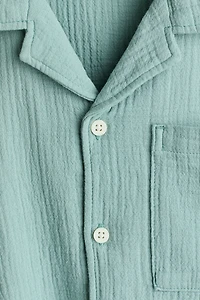 Chemise en mousseline à col cubain