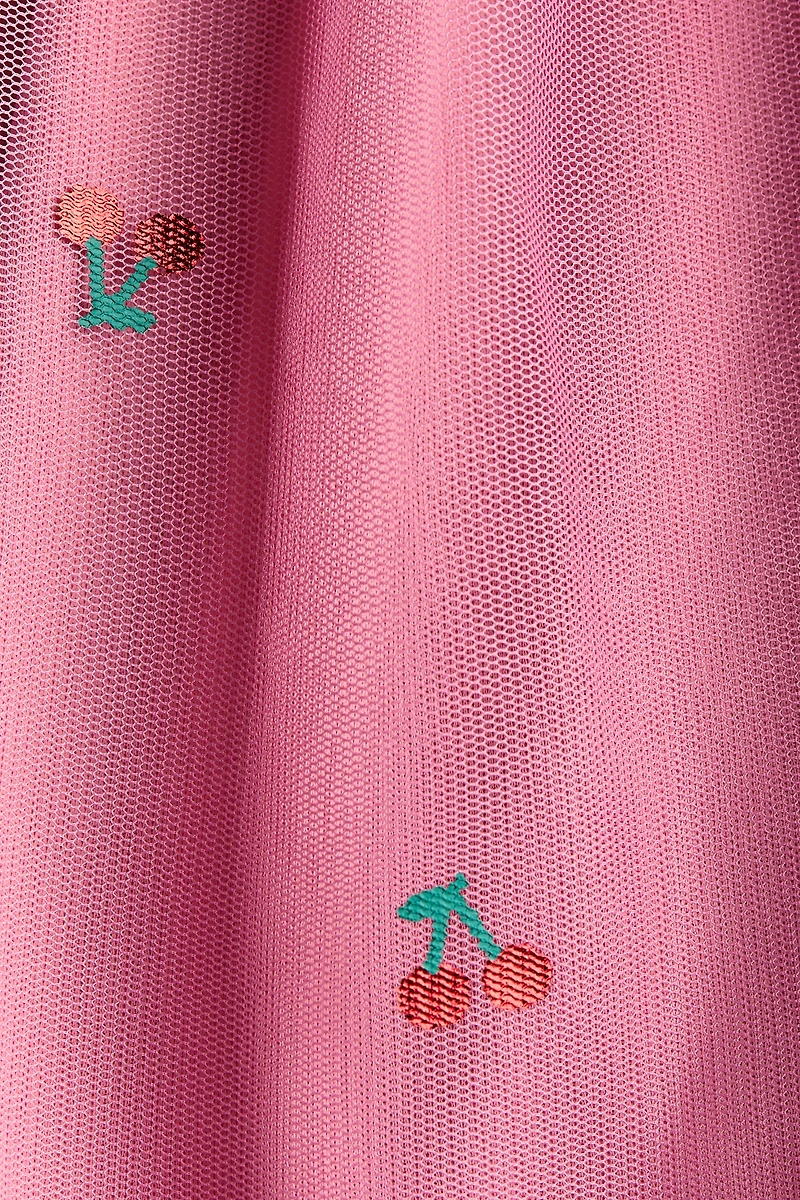 Print-Motif Tulle-Skirt Dress