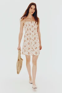 Robe en coton à corsage nid d'abeille
