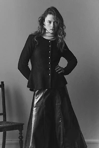 Rib-Knit Peplum Cardigan