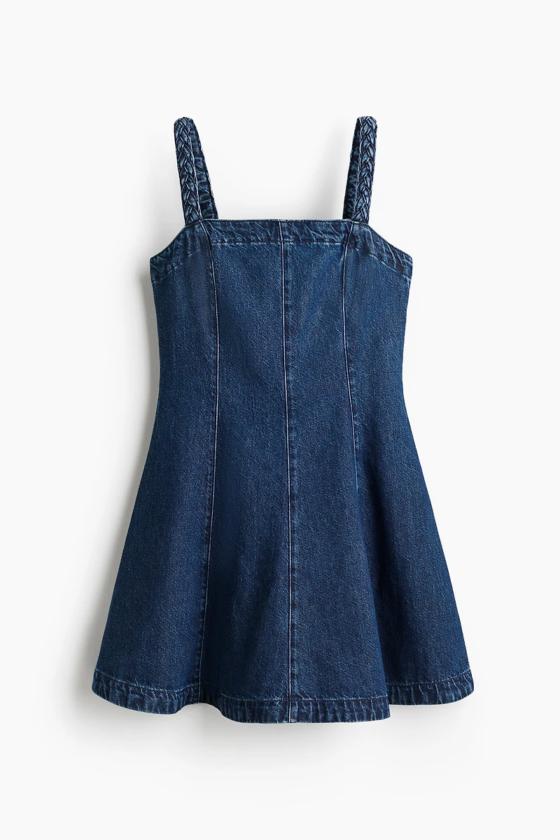 Flared-Skirt Denim Dress