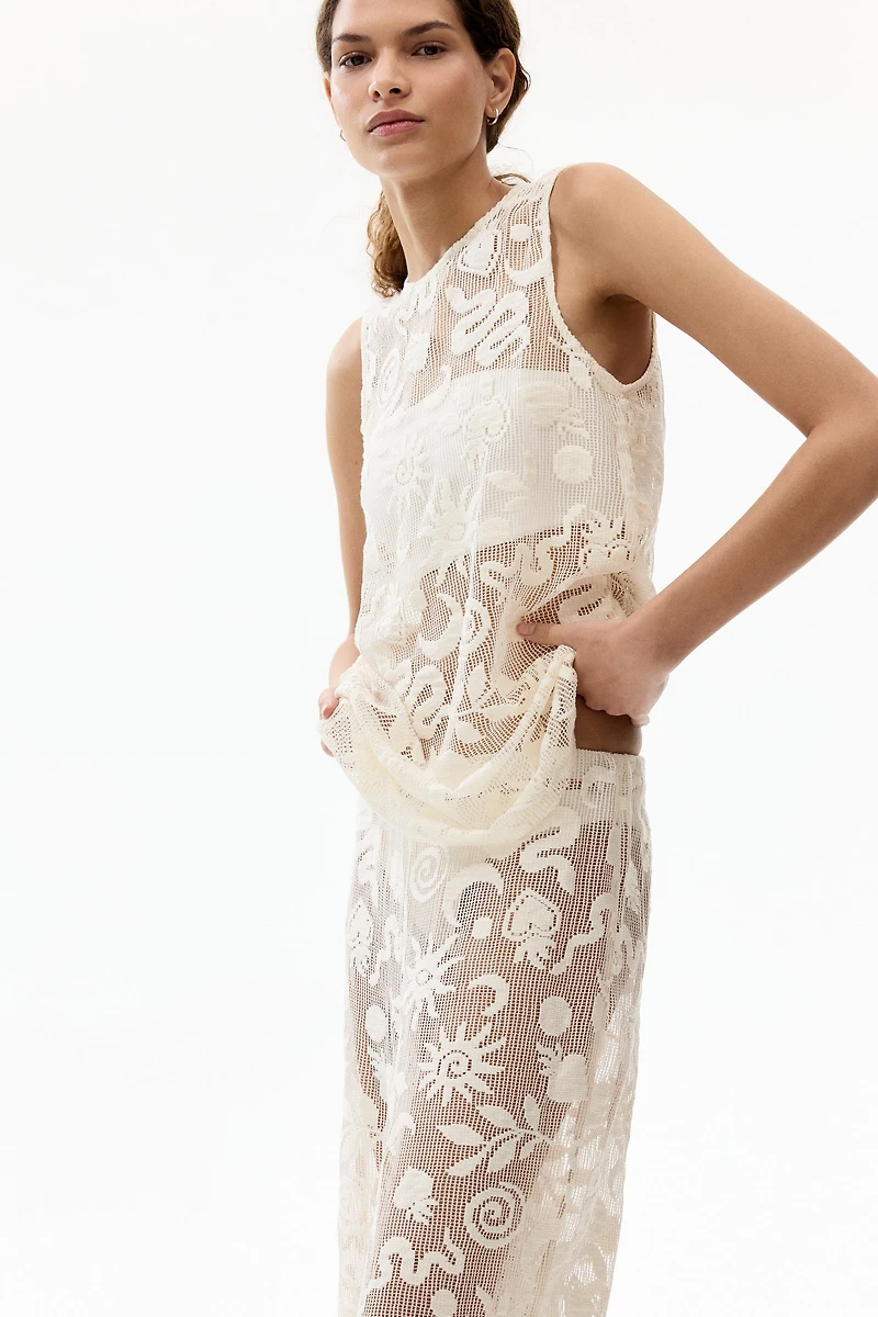 Motif-Detail Mesh Pants