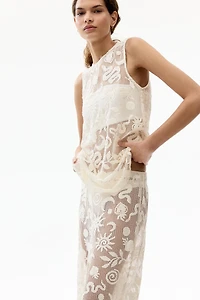 Motif-Detail Mesh Pants