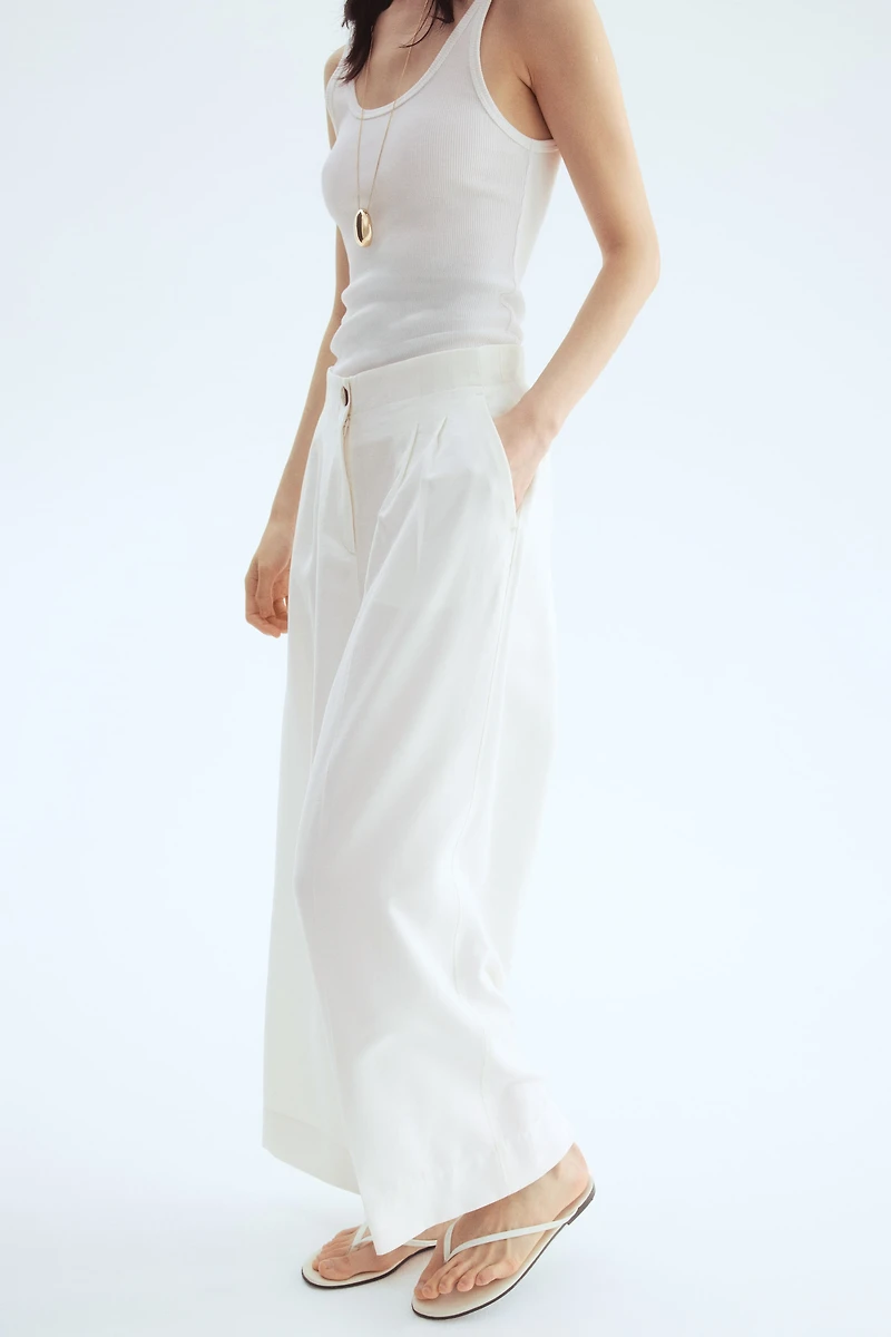 Wide-Leg Ankle-Length Pants