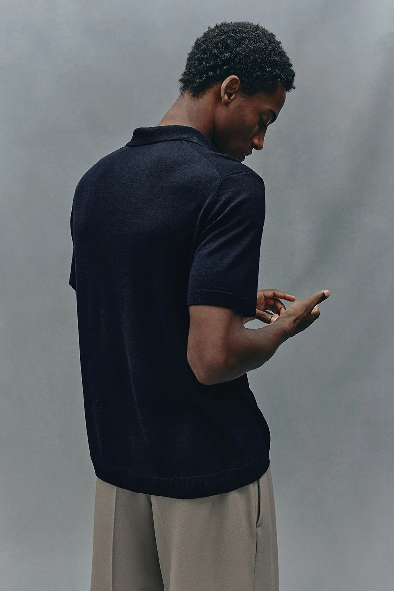 Slim Fit Wool Polo Shirt