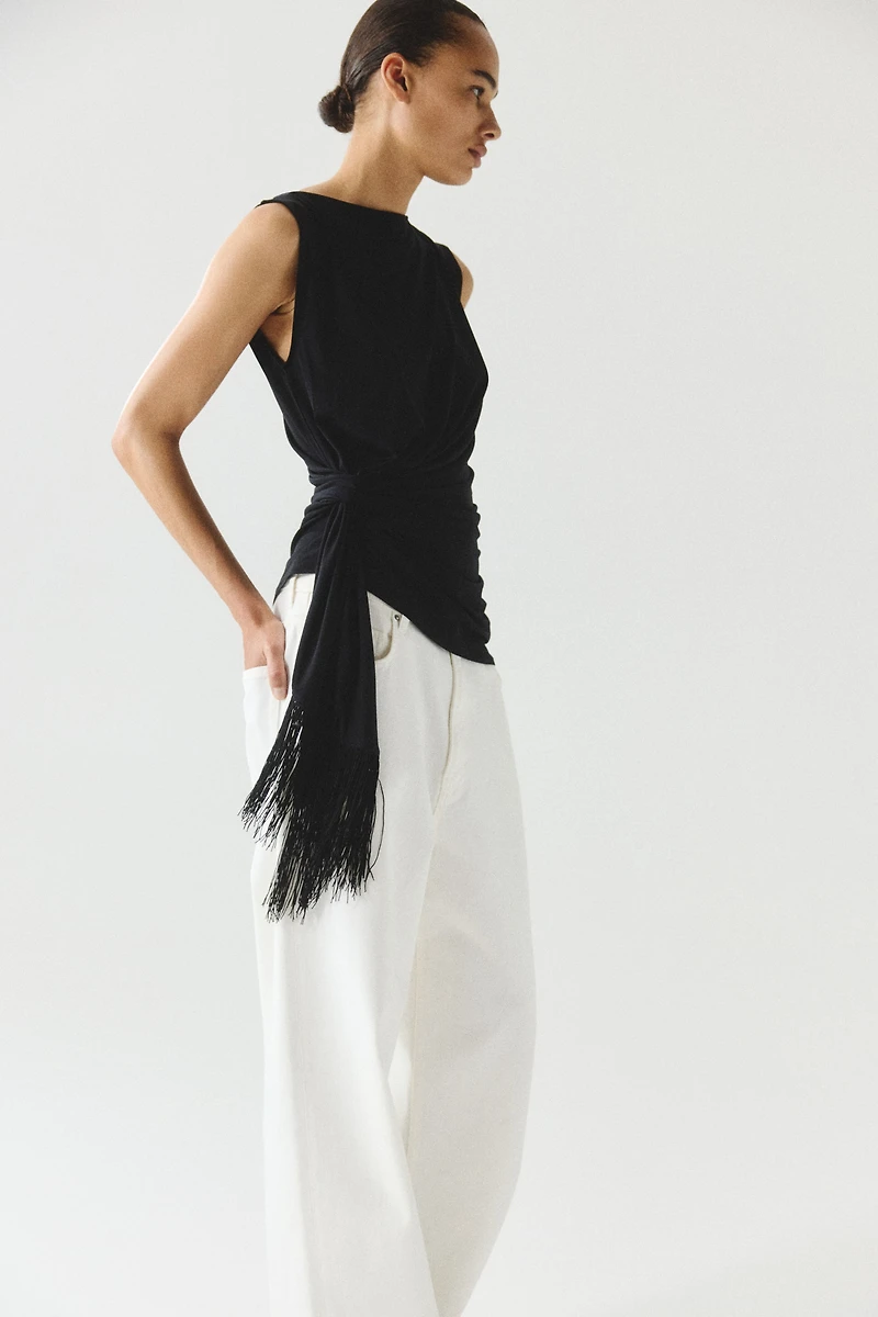 Draped Tie-Detail Top