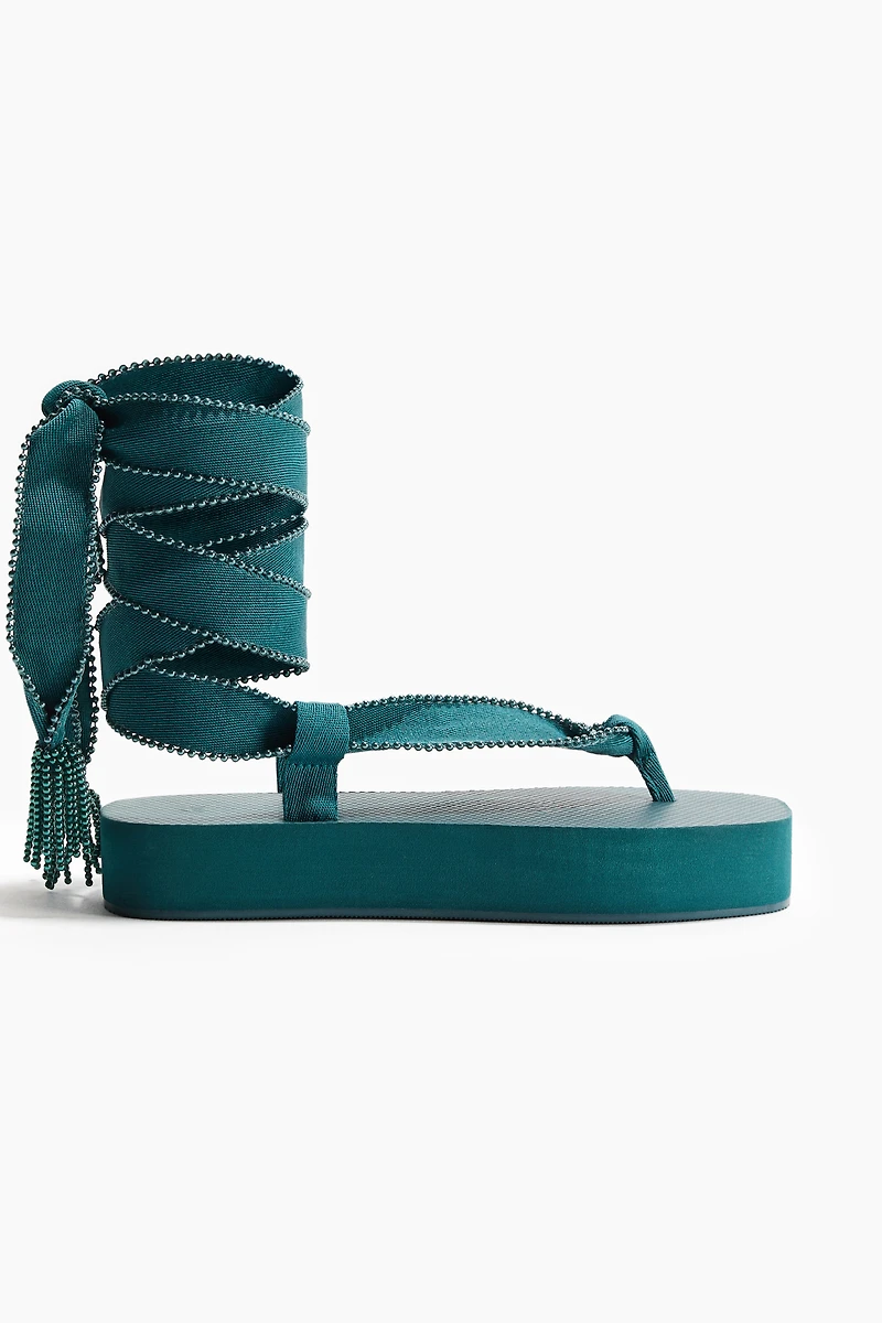 Tie-Detail Flatform Flip-Flops