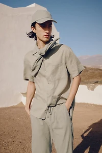 Regular-Fit Linen-Blend Pants