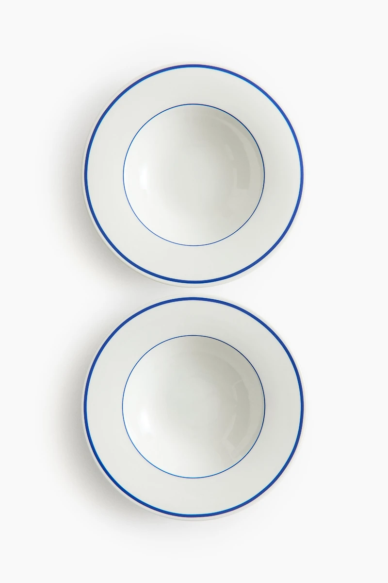 Lot de 2 assiettes creuses en porcelaine