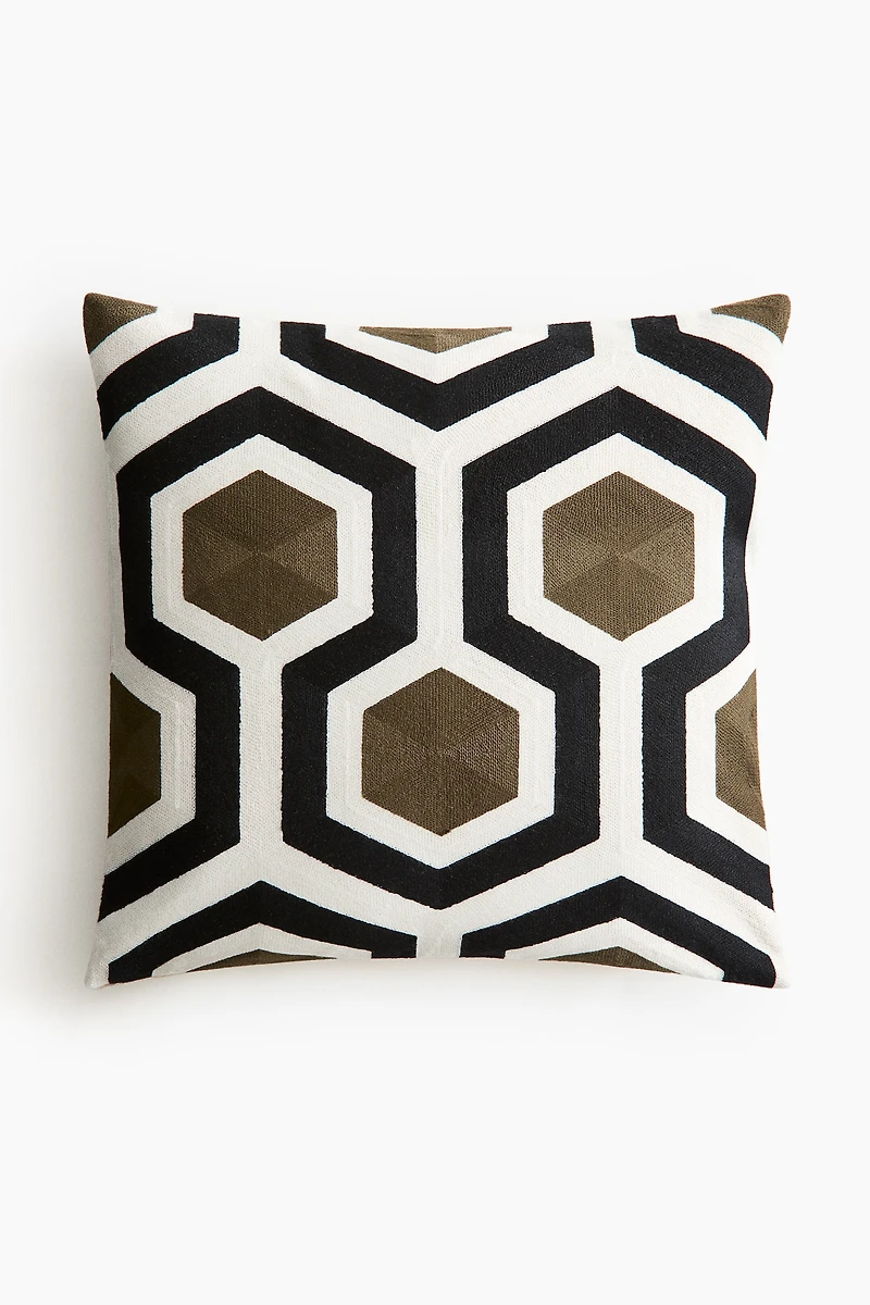 Embroidered Cotton-Blend Cushion Cover