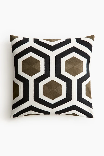 Embroidered Cotton-Blend Cushion Cover