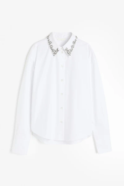 Rhinestone-embellished Cotton Shirt