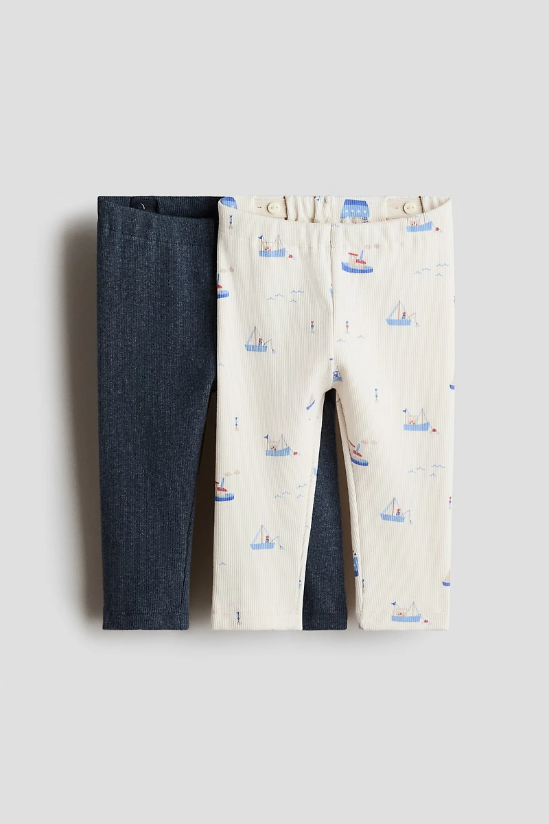 2-pack Ribbed Cotton Leggings