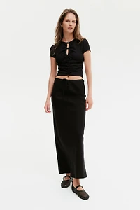 Bead-Detail Ruched Top