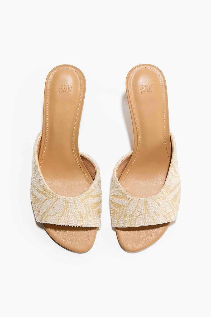 Heeled Beaded Sandals