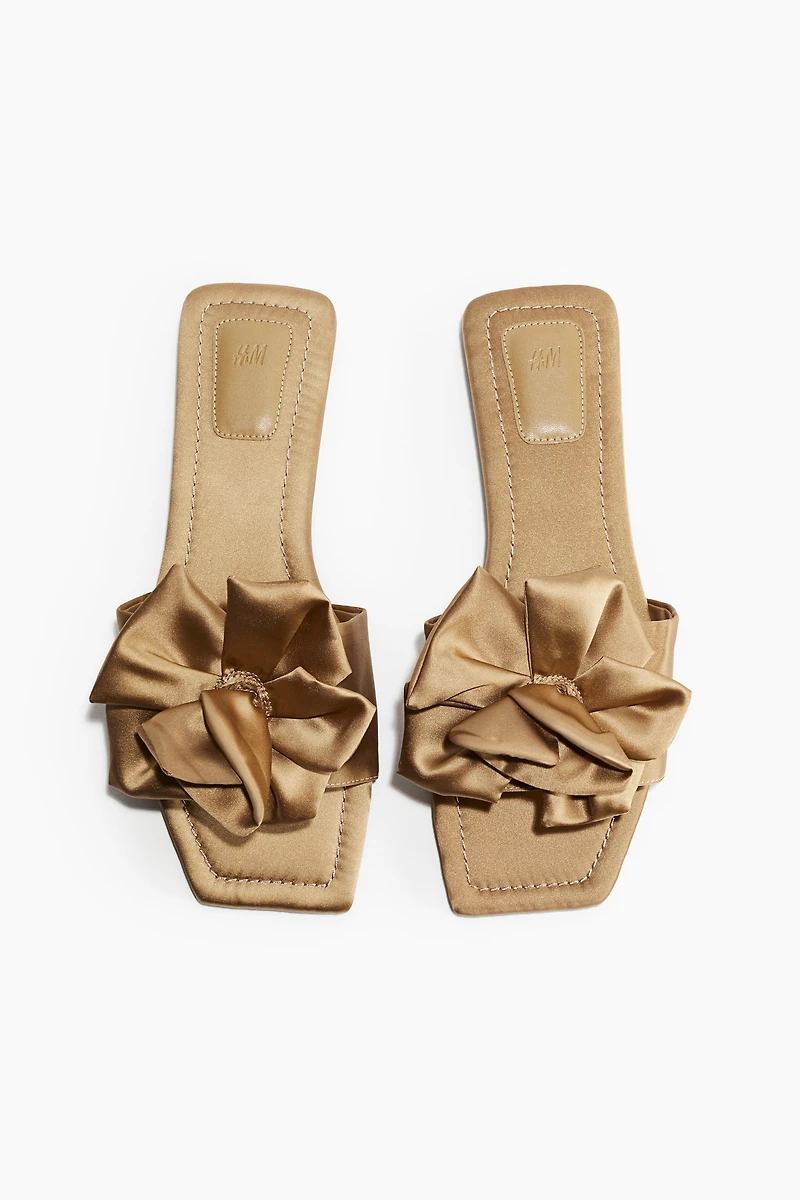 Appliquéd Satin Sandals
