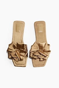 Appliquéd Satin Sandals