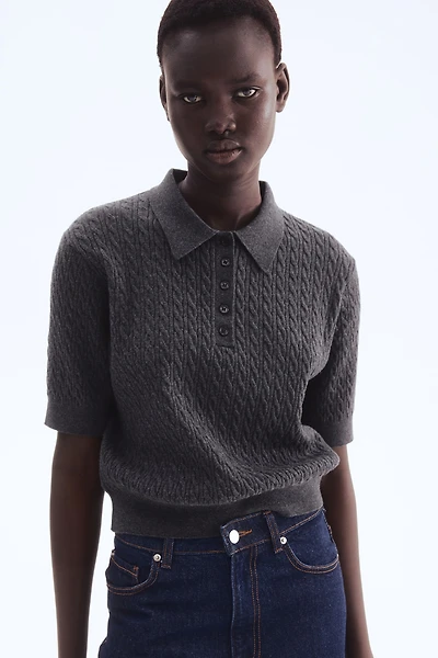 Cable-Knit Polo Shirt