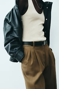 Linen-Blend Dress Pants