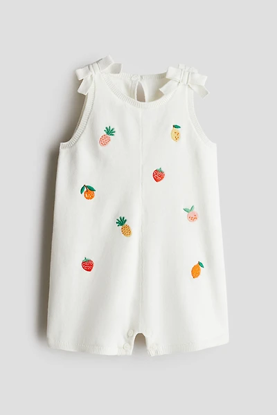 Embroidered-Detail Romper Suit