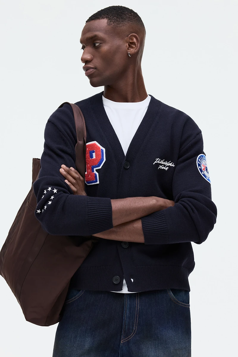 Regular-Fit Embroidered-Motif Cardigan