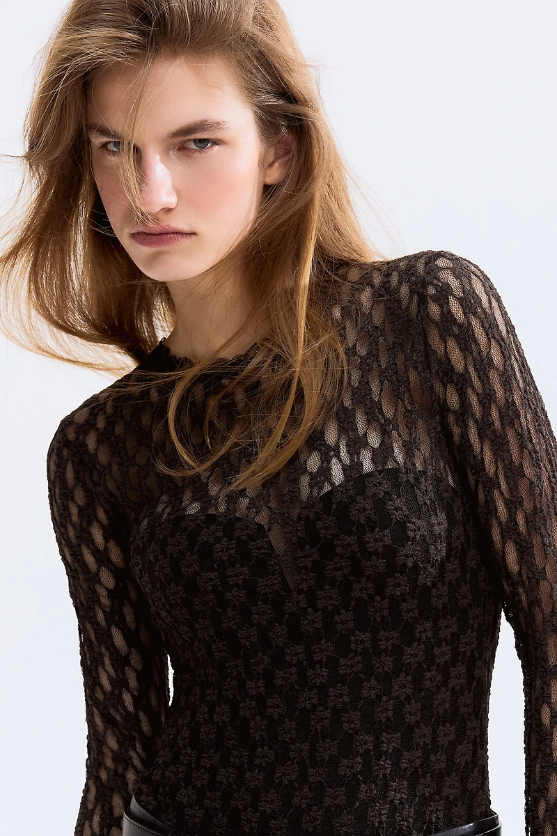 Lace-Look Thong Bodysuit