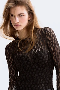 Lace-Look Thong Bodysuit