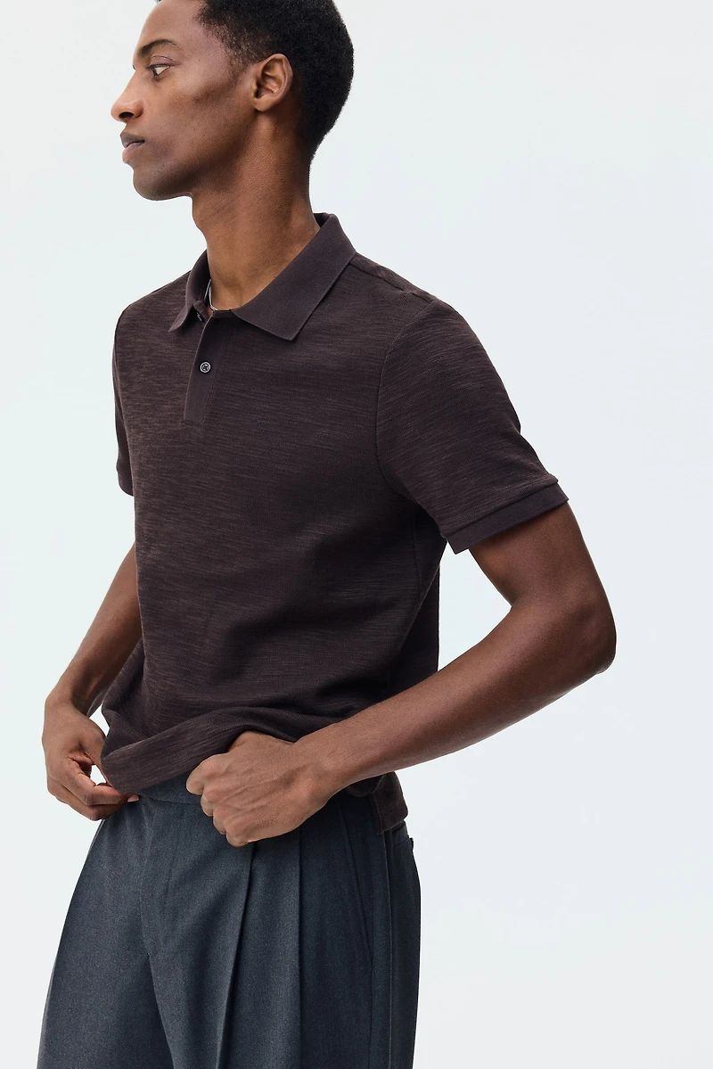 Slim-Fit Jacquard-Knit Polo Shirt
