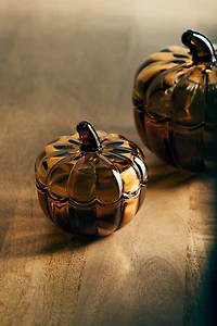 Small Pumpkin-Shaped Glass Jar