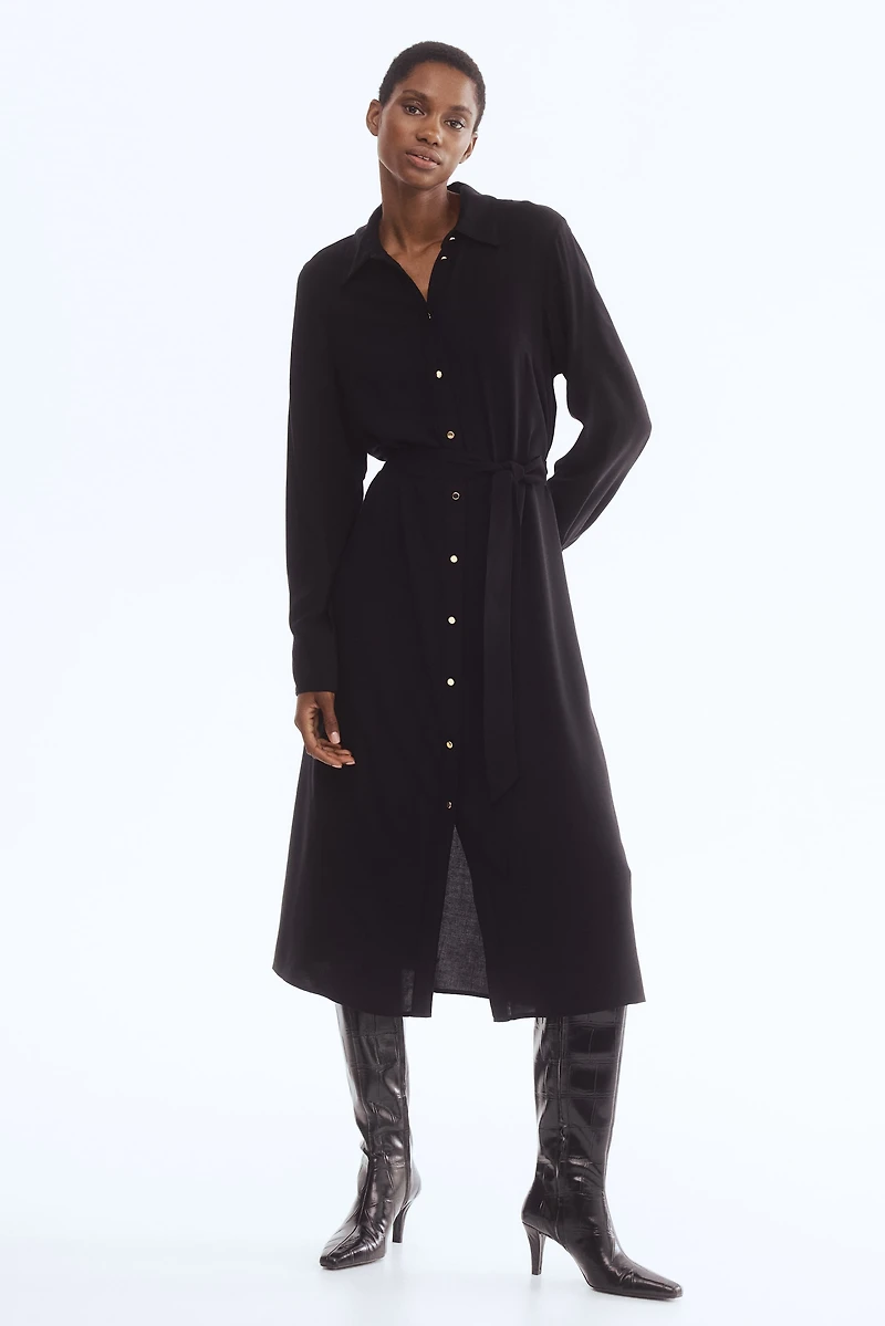 Tie-Belt Shirt Dress