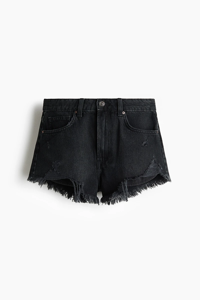 Distressed-Look Denim Shorts