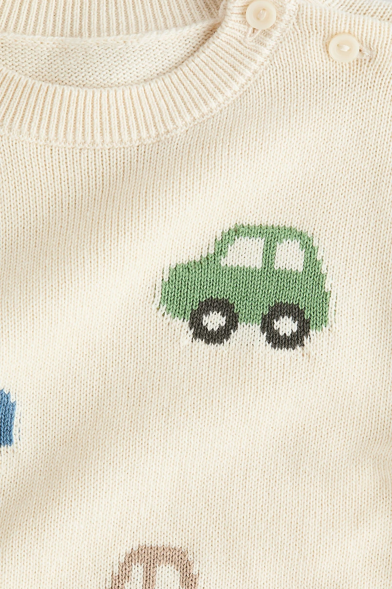 Jacquard-Knit Cotton Sweater