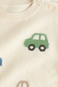 Jacquard-Knit Cotton Sweater