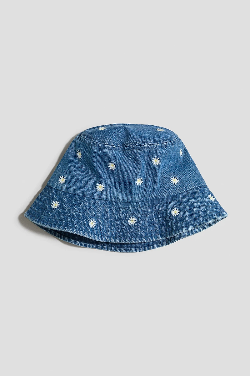 Embroidered Denim Bucket Hat