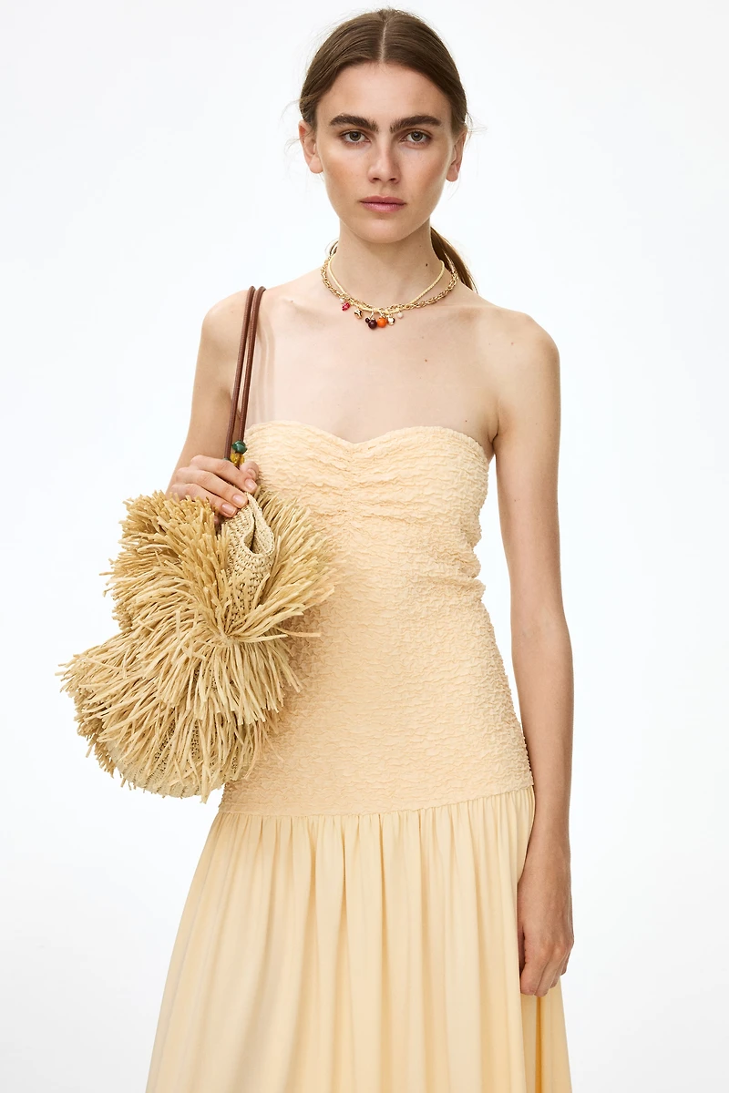 Smocked-Bodice Bandeau Dress