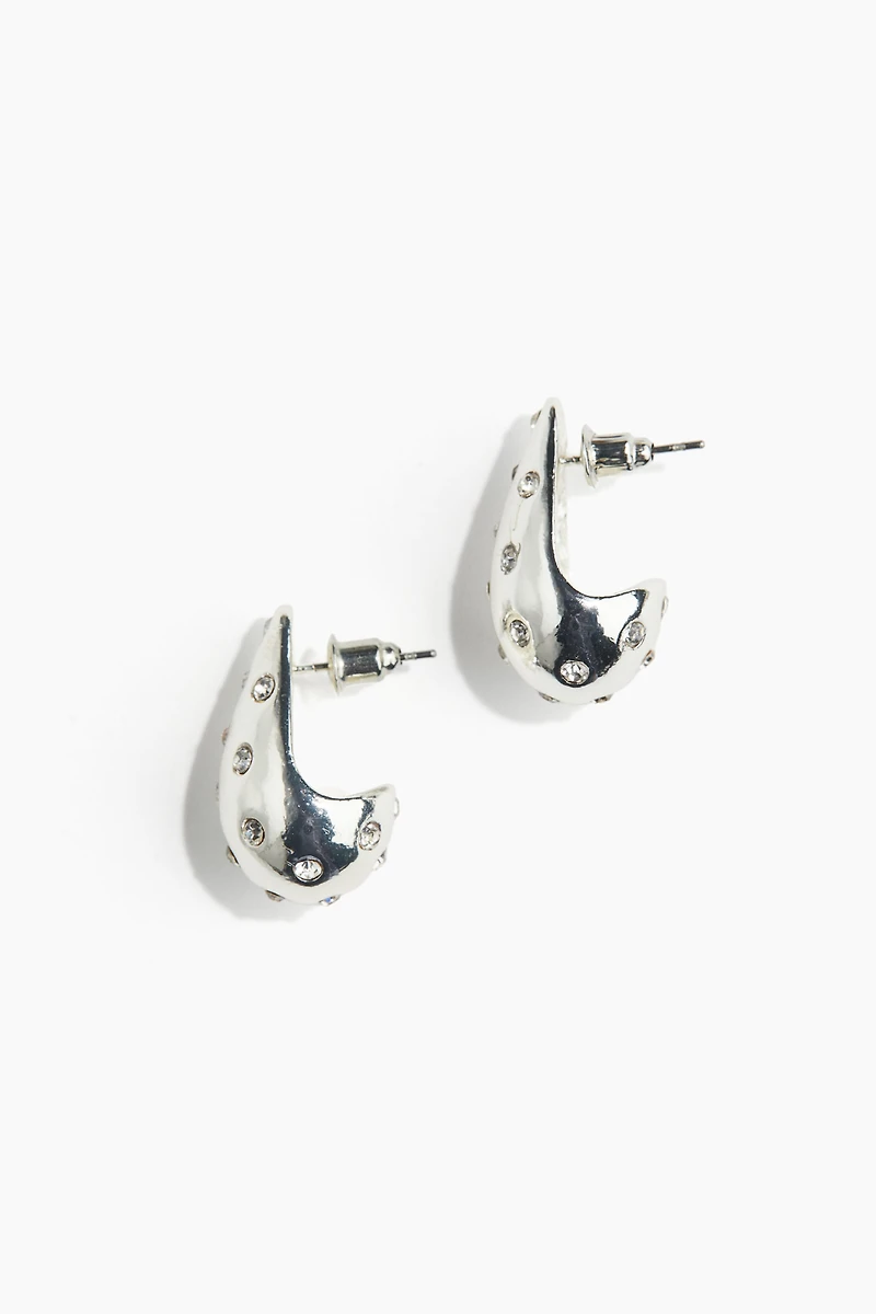 Boucles d'oreilles bombées avec pierres du Rhin
