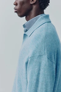 Chandail style polo en laine mélangée