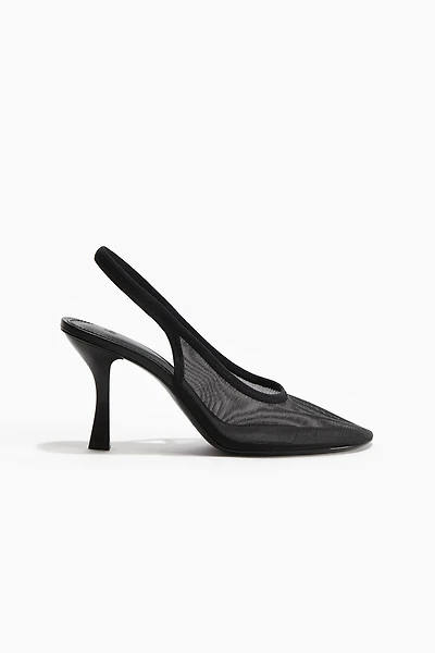 Mesh Slingback Pumps